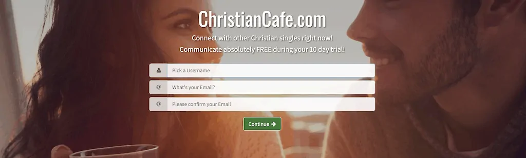 Christian Cafe signup page